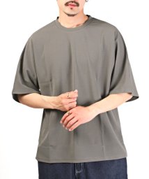 LUXSTYLE(ラグスタイル)/梨地クルーネック半袖ビッグTシャツ/Tシャツ 半袖 メンズ BIGTシャツ ビッグシルエット 無地/グレージュ