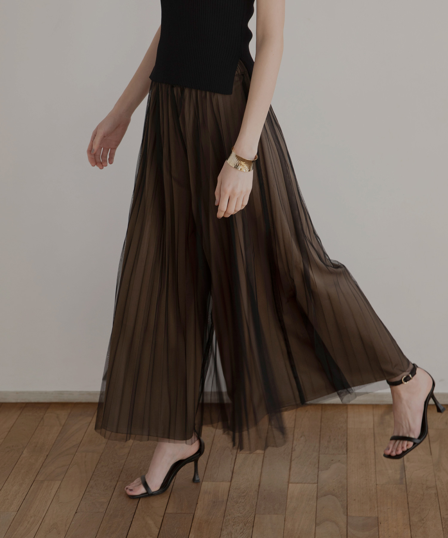 Tulle Layer Pleat Pants(504700397) | ミエリ インヴァリアント(MIELI