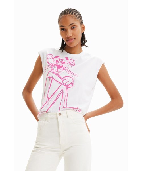Desigual(デシグアル)/Pink Panther ノースリーブTシャツ/ホワイト系