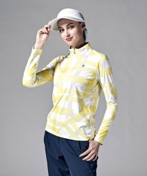 Munsingwear(マンシングウェア)/サンスクリーン崩れチェックプリントスタンドジップ長袖シャツ(吸汗速乾/UV CUT(UPF15)【アウトレット】/イエロー