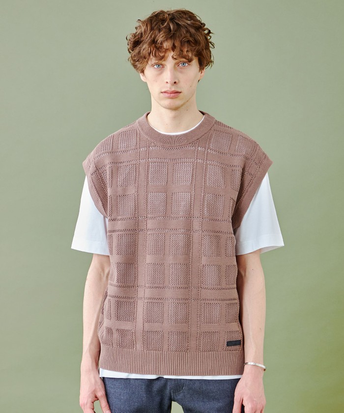【WEB限定】シャドーチェックメッシュベスト&Tシャツセット(505225779)|HANKYU MEN'S / 阪急メンズ