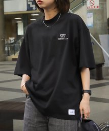 ZIP FIVE(ジップファイブ)/ワンポイント胸ロゴモックネックビッグシルエットTシャツ/ブラック