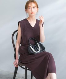 URBAN RESEARCH ROSSO(URBAN　RESEARCH　ROSSO)/リネン混Vネックストレートワンピース/BROWN