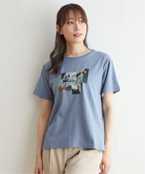 ikka(イッカ)/ロゴフォトプリントTシャツ/ブルー