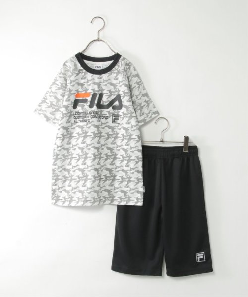 ikka kids(イッカ　キッズ)/【吸水速乾／2点セット】FILA フィラ 総柄セットアップ（130〜160cm）/ブラック