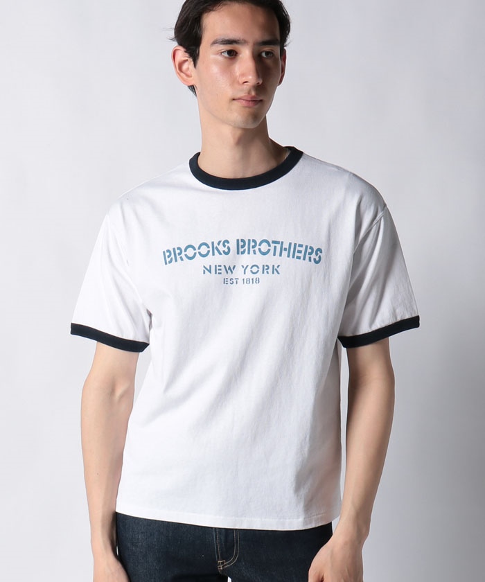 WEB限定】コットン ロゴプリント リンガーＴシャツ(505260946) | ブルックス ブラザーズ（メンズ）(Brooks Brothers) -  MAGASEEK