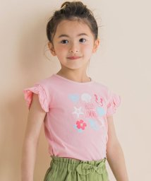 Noeil aime BeBe(ノイユ　エーム　べべ)/ハートプリント袖シャーリングTシャツ(80~130cm)/ピンク