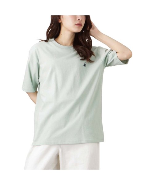 MAC HOUSE(women)(マックハウス（レディース）)/BEVERLY HILLS POLO CLUB ビバリーヒルズポロクラブ 天竺ワンポイント刺繍Tシャツ 3287－7740/ミント