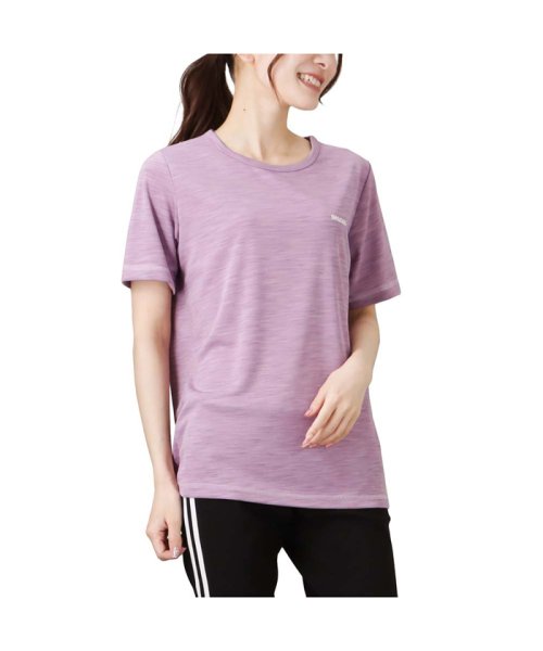 MAC HOUSE(women)(マックハウス（レディース）)/DISCUS ディスカス シューティングカチオン半袖Tシャツ 3286－9633/パープル