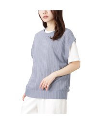 MAC HOUSE(women)(マックハウス（レディース）)/NAVY ネイビー ニットベストアンサンブル 112333804－112/サックス