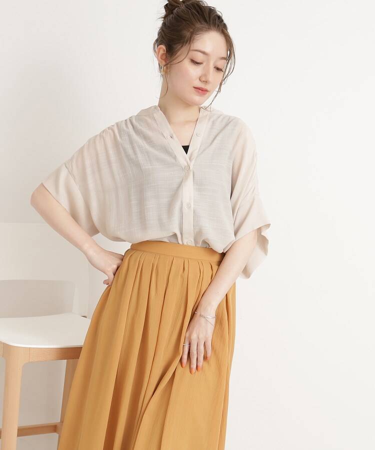 セール】【大人の抜け感】シアースラブバンドカラーシャツ(505277831