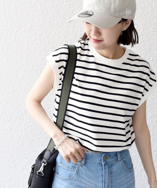 SHIPS WOMEN(シップス　ウィメン)/* オーガニックコットン フレンチスリーブ スリット TEE 24SS ◇/オフホワイト