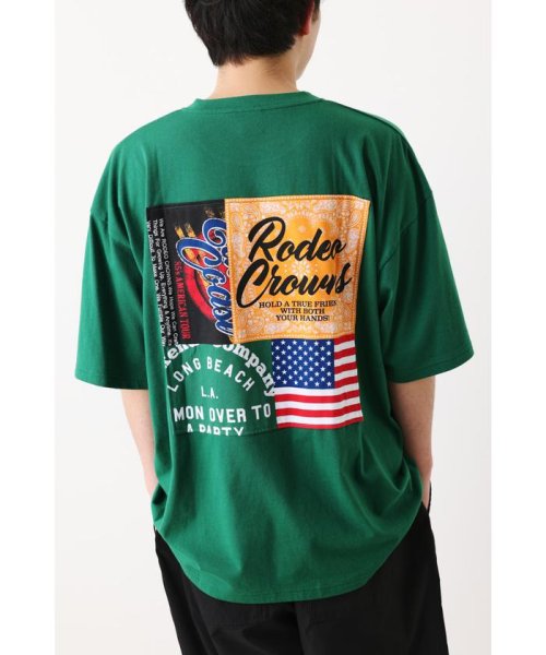 RODEO CROWNS WIDE BOWL(ロデオクラウンズワイドボウル)/メンズ カスタムパッチTシャツ/GRN