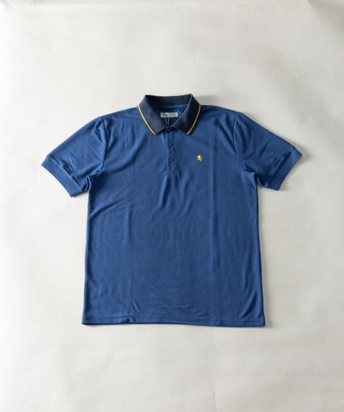 Nylaus(ナイラス)/吸汗速乾 鹿の子 カラー配色 ワンポイント ポロシャツ/ブルー