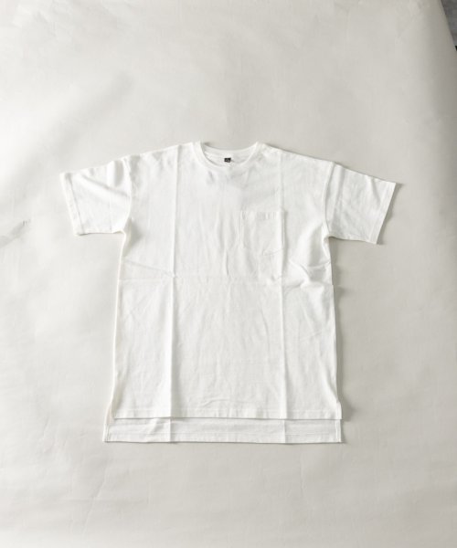 Nylaus(ナイラス)/ピーチスキン加工 ポケット付き ショートスリーブTシャツ/ホワイト