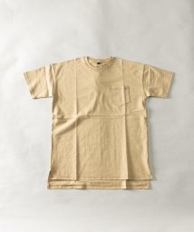 Nylaus(ナイラス)/ピーチスキン加工 配色ステッチ ポケット付き ショートスリーブTシャツ/ベージュ