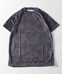 Nylaus select(ナイラスセレクト)/吸汗速乾 総柄プリント 半袖Tシャツ/ブラック