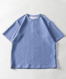 Nylaus select(ナイラスセレクト)/ブロックドビー エンボスワッフル 半袖Tシャツ/ネイビー