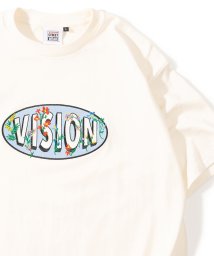 VISION STREET WEAR(ヴィジョン ストリート ウェア)/【VISION STREET WEAR／ヴィジョンストリートウェア】サークルロゴフラワー刺繍Tシャツ/ビッグシルエット/オフホワイト