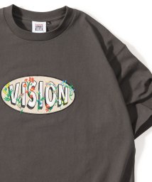 VISION STREET WEAR(ヴィジョン ストリート ウェア)/【VISION STREET WEAR／ヴィジョンストリートウェア】サークルロゴフラワー刺繍Tシャツ/ビッグシルエット/チャコールグレイ