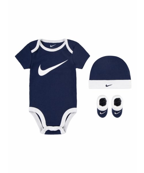 NIKE(NIKE)/ベビー(0－6M) セット商品 NIKE(ナイキ) SWOOSH HAT/BODYSUIT/BOOTIE 3/NAVY