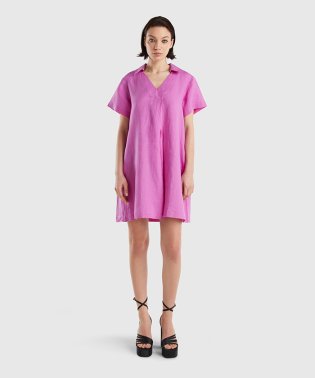 BENETTON (women)/リネン100％スキッパーネックミニワンピース/505267299