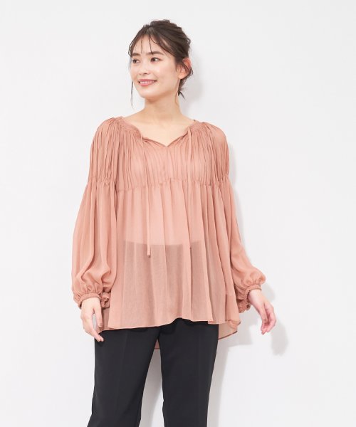 MICA&DEAL(マイカアンドディール)/pleats blouse/P/BEIGE