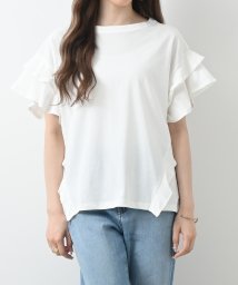 felt maglietta(フェルトマリエッタ)/袖ダブルフリルTシャツ/ホワイト