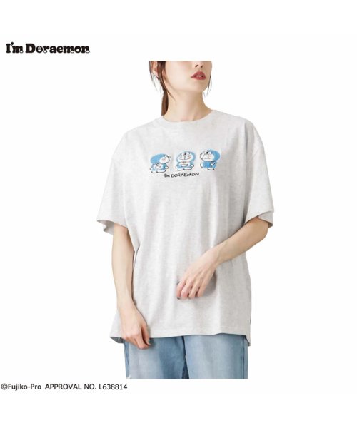 MAC HOUSE(women)(マックハウス（レディース）)/I'ｍ Doraemon アイムドラえもん サガラ刺繍Tシャツ 3283－1863/グレー