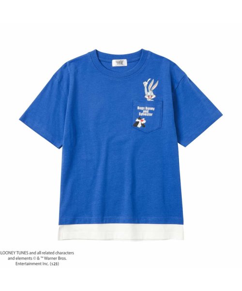 MAC HOUSE(kid's)(マックハウス（キッズ）)/LOONEY TUNES ルーニー・テューンズ ポケット付きTシャツ 335142212/ブルー