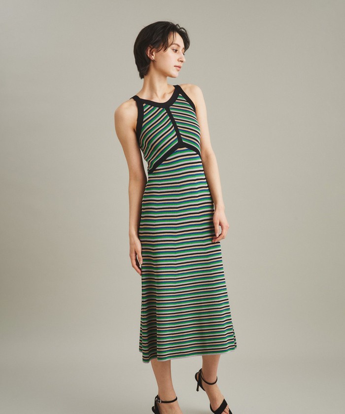 GRACECONTINENTAL マルチ畦編ワンピース グリーン 36