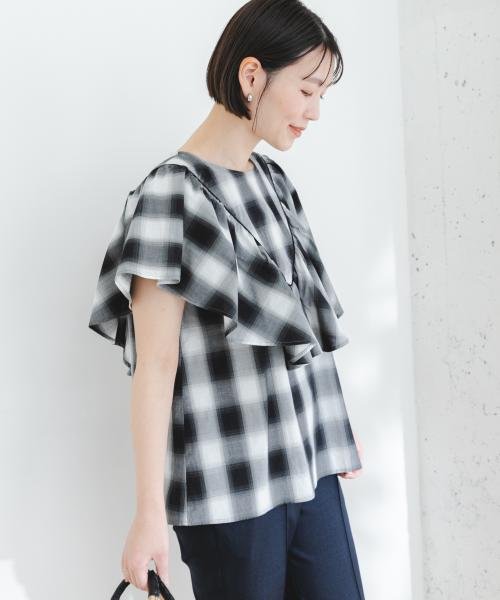 URBAN RESEARCH ROSSO(URBAN　RESEARCH　ROSSO)/ELY　RUFFLE FRILL BLOUSE/CHECK