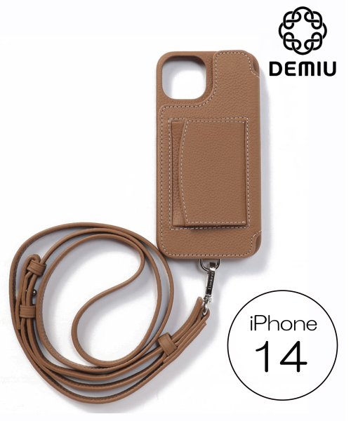 Demiu(Demiu)/【Demiu / デミュ】POCHE iPhone14  iPhoneケース アイフォンケース 手帳型 レザー 本革 牛革 ストラップ付/ブラウン