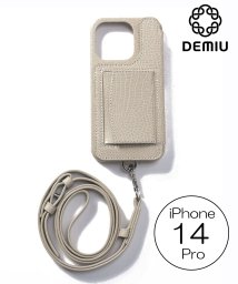 Demiu(Demiu)/【Demiu / デミュ】POCHE iPhone14Pro  iPhoneケース アイフォンケース レザー 手帳型 本革 牛革 ストラップ付/ベージュ2