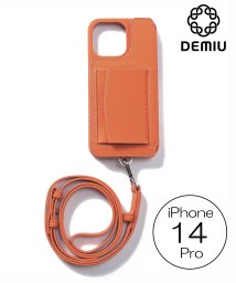 Demiu(Demiu)/【Demiu / デミュ】POCHE iPhone14Pro  iPhoneケース アイフォンケース レザー 手帳型 本革 牛革 ストラップ付/オレンジ