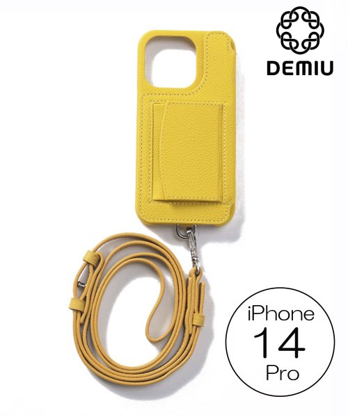 Demiu(Demiu)/【Demiu / デミュ】POCHE iPhone14Pro  iPhoneケース アイフォンケース レザー 手帳型 本革 牛革 ストラップ付/イエロー