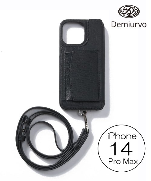 Demiu(Demiu)/【Demiu / デミュ】POCHE iPhone14ProMax iPhoneケース レザー 手帳型 本革 牛革 アイフォンケース ストラップ付/ブラックその他2