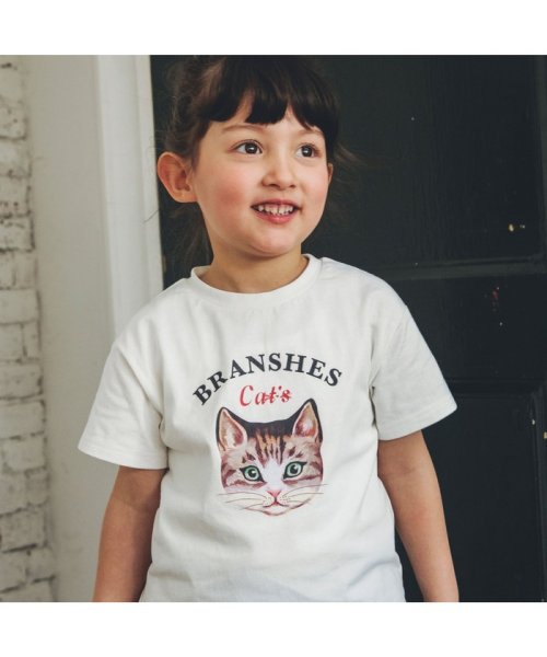BRANSHES(ブランシェス)/【Cat's ISSUE】ネコプリント半袖Tシャツ（こども）/オフホワイト