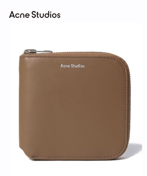 Acne Studios(アクネストゥディオズ)/◎即納◎【Acne Studios / アクネ ストゥディオズ】ジッパーウォレット ラウンドジップ 二つ折り ミニ財布 ミニウォレット 牛革 プレゼント 贈り物/ブラウン