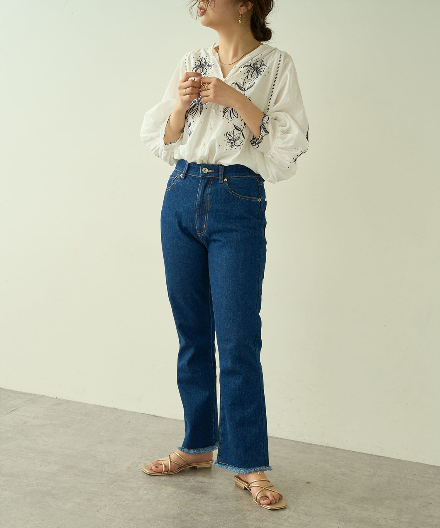 セール】【natural couture】ソフトフレアデニムパンツ(505273629