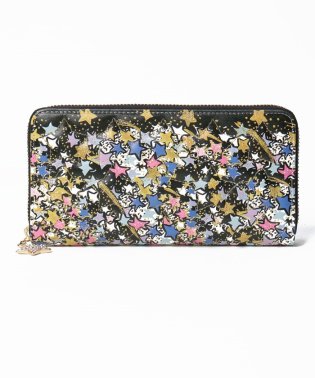 tsumori chisato CARRY/ギャラクシーパネル ラウンドファスナー長財布 がま口 レザーキルティング/505275035