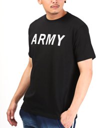 LUXSTYLE(ラグスタイル)/ARMYロゴプリント半袖Tシャツ/Tシャツ メンズ 半袖 ロゴ プリント ARMY ミリタリー ワンポイント/ブラック