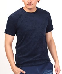 LUXSTYLE(ラグスタイル)/パイルクルーネック半袖Tシャツ/Tシャツ メンズ 半袖 クルーネック パイル地 タオル地 無地Tシャツ/ネイビー