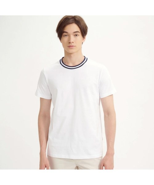 ＡＩＧＬＥ MEN(エーグル　メンズ)/吸水速乾 ネックストライプロゴTシャツ/ホワイト