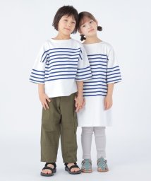 SHIPS KIDS(シップスキッズ)/SHIPS KIDS:100～155cm / パネル ボーダー ワンピース/ブルー