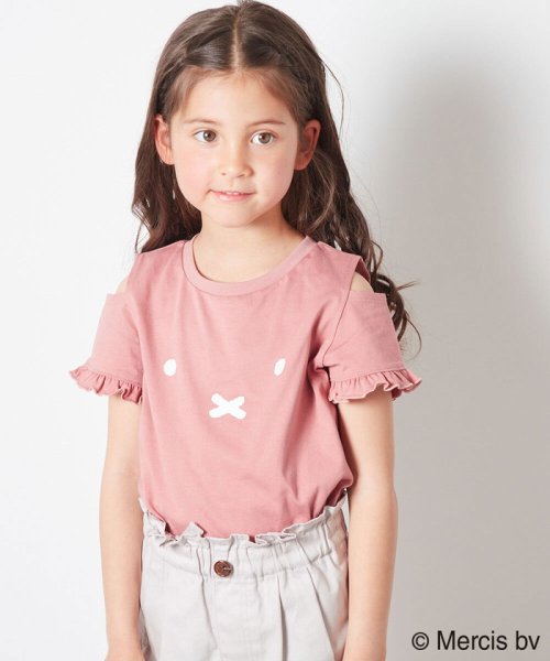 a.v.v(KID'S)(アー・ヴェ・ヴェキッズ)/[100－130]【ミッフィーコラボ】袖フリルオフショルTシャツ［WEB限定］/ピンク