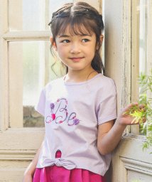 BeBe(ベベ)/フラワーロゴプリント裾結びTシャツ(90~150cm)/パープル