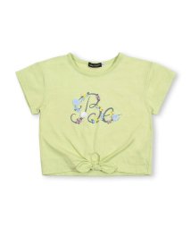 BeBe(ベベ)/フラワーロゴプリント裾結びTシャツ(90~150cm)/グリーン