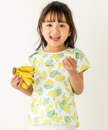 SLAP SLIP(スラップスリップ)/【お揃い】フルーツ総柄柄ナレリボン付き半袖Tシャツ(80~130cm)/グリーン系（バナナ柄）