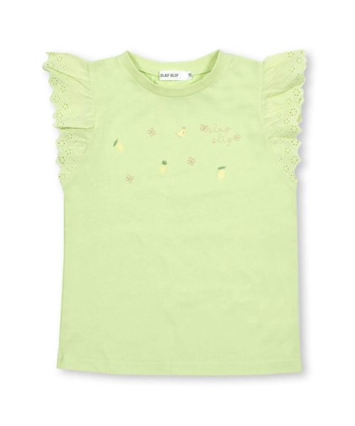 SLAP SLIP(スラップスリップ)/レース袖フルーツ刺しゅうTシャツ(80~130cm)/グリーン